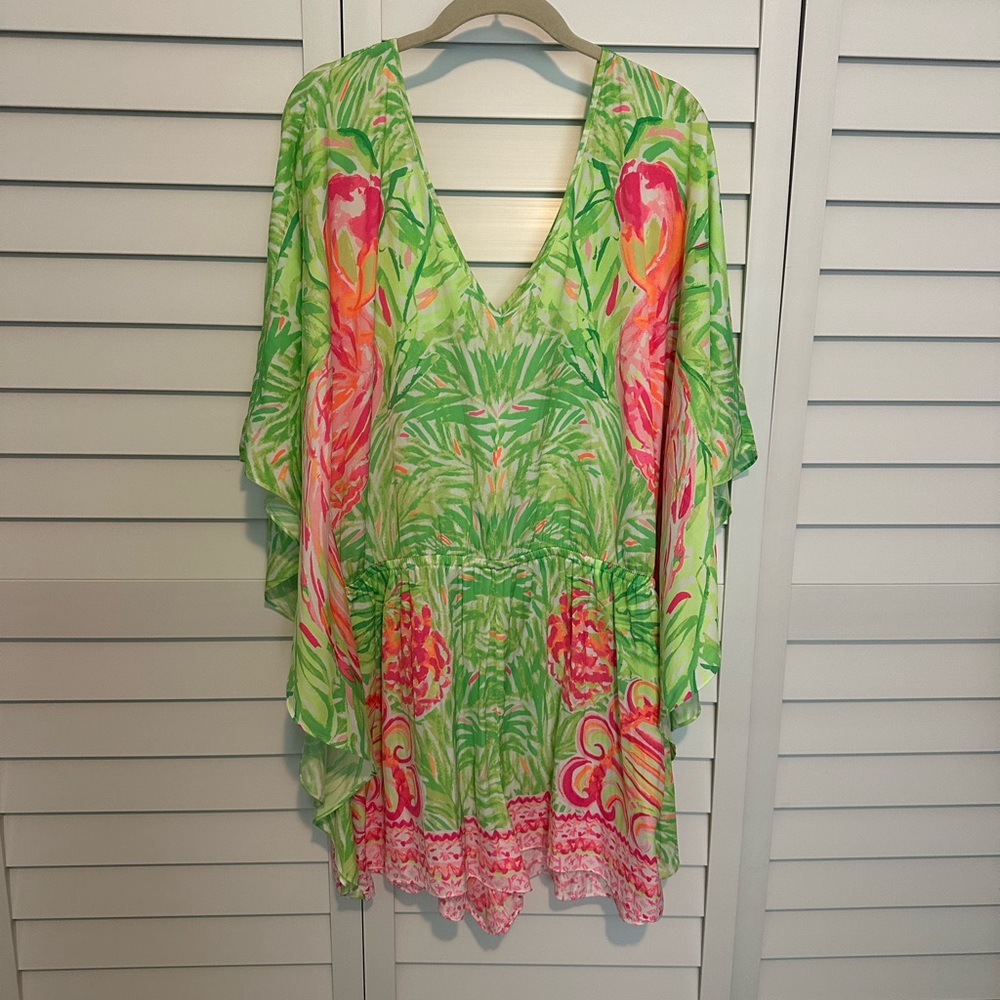 Lilly Pulitzer Mai  romper tiki pink Flamingo
